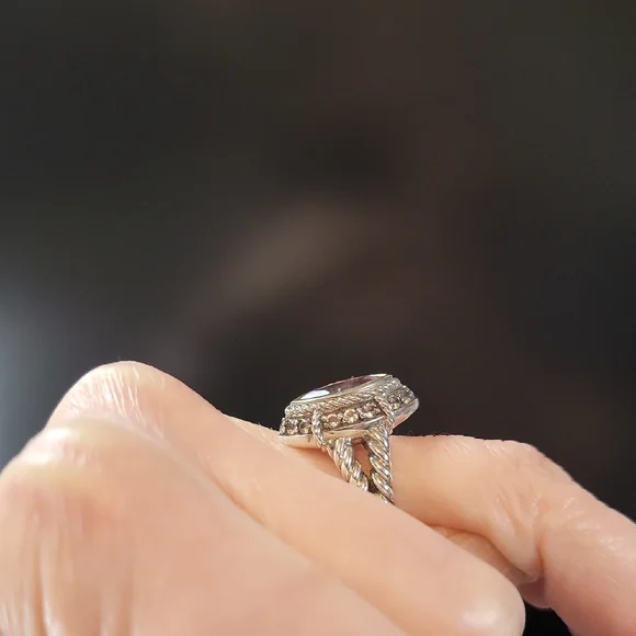Amethyst & White Topaz Sterling Silver Ring